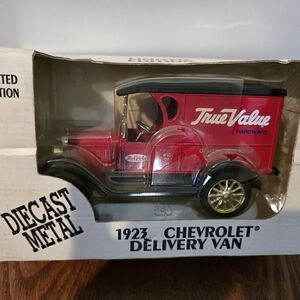 True Value 1923 Chevrolet Delivery Van Diecast Model - Red and Black